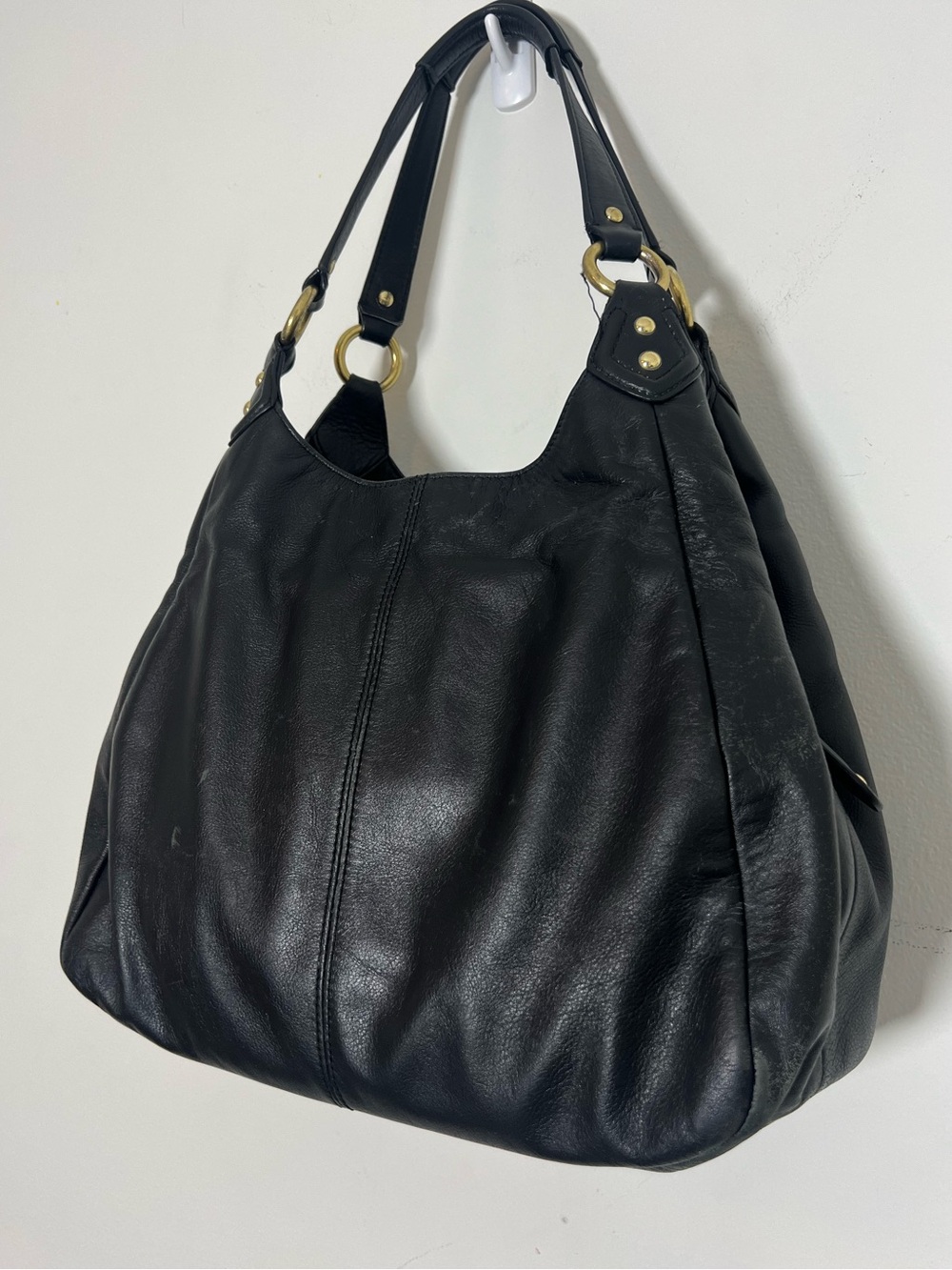Coach Campbell Black Leather Hobo Shoulder Bag Large Buckle Gold Hardware - Picture 3 of 15